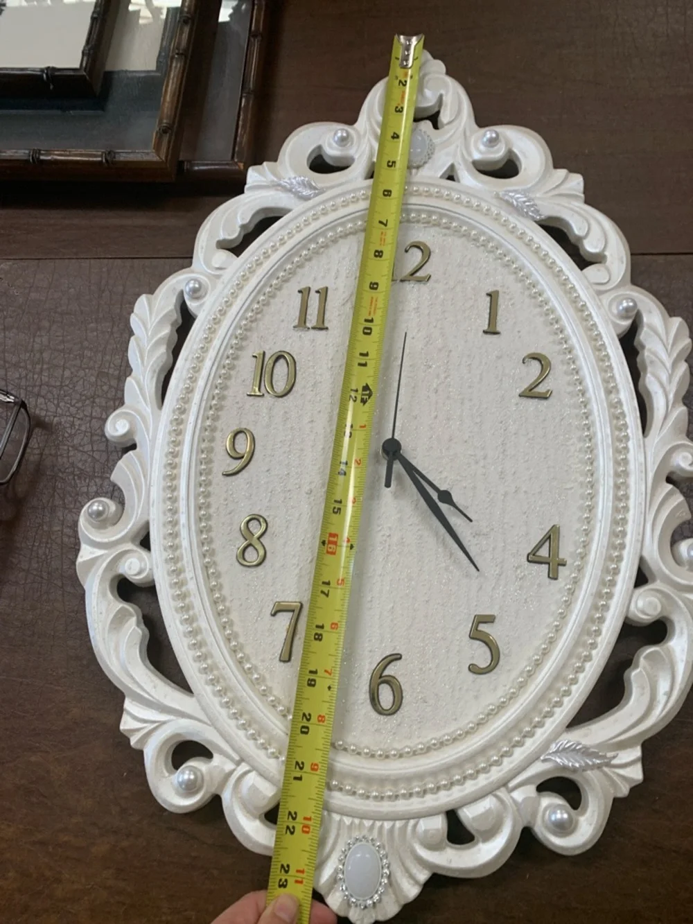 Elegant White Ornate Wall Clock - Decorative Home Wall Decor